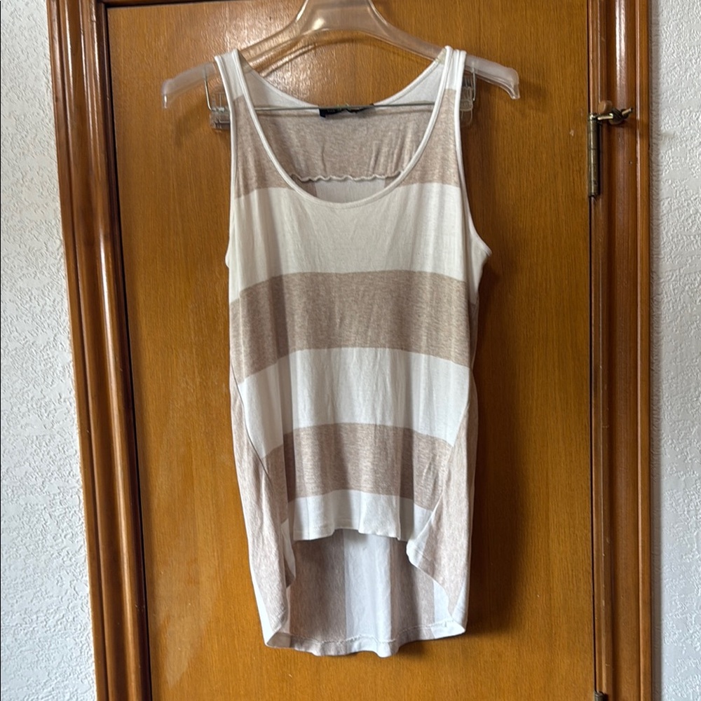 THE LIMITED Striped Tan and White Tank Top